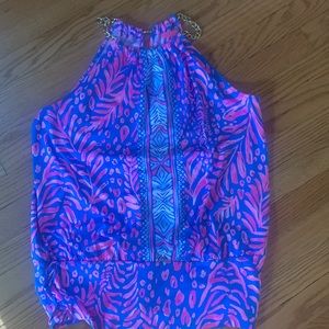 Lilly Pulitzer gold chain halter top
